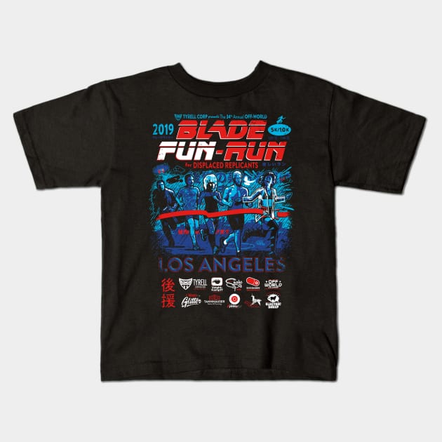 Blade Fun-Run for Displaced Replicants Kids T-Shirt by Captain_RibMan